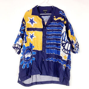 Vintage 90s Reunion Menswear Hawaiian Rad Wild Single Stitch Button Up Shirt XL